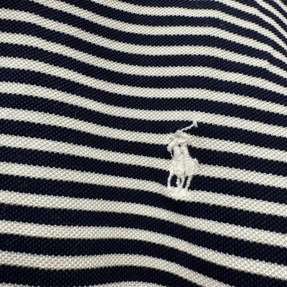 Ralph Lauren Polo Golf Shirt Mens XXL Blue Stripe White‎ Pony Preppy Coastal VTG